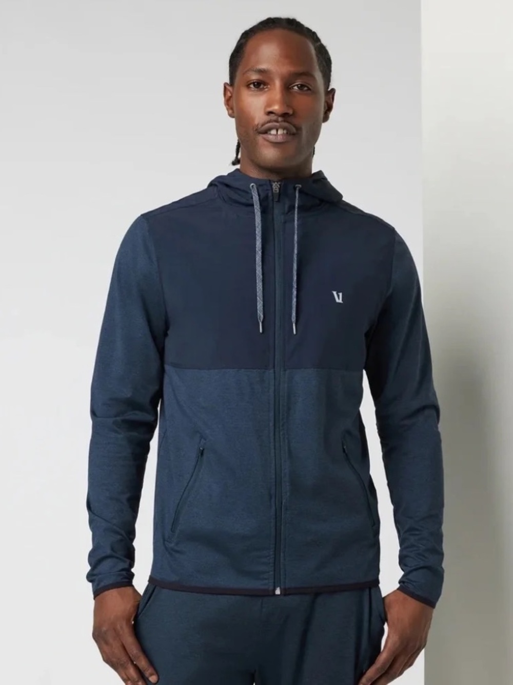 Vuori Men's Sunday Element Track Jacket in Blue Ink Heather - Size Large